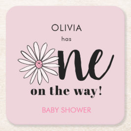 Moderne Girls Baby Shower Daisy Floral Rechteckiger Pappuntersetzer