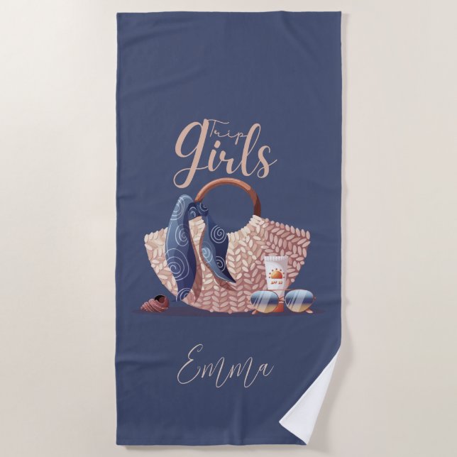 Moderne Girls Trip Monogram Strandtuch (Vorderseite)