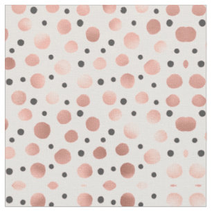 Moderne Girly Blush Rose Gold Black Polka Dots Stoff