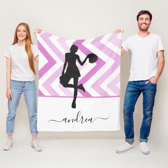 Moderne Girly Cheer Pink Cheerleader Niedlich Name Fleecedecke (Beispiel)