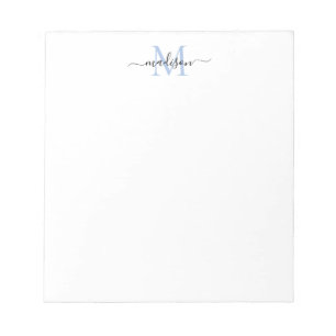 Moderne Girly Chic Monogram Dusty Blue Black Notizblock