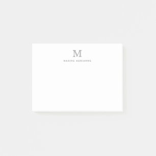 Moderne Girly Chic Silver Gray Monogram Initial Post-it Klebezettel