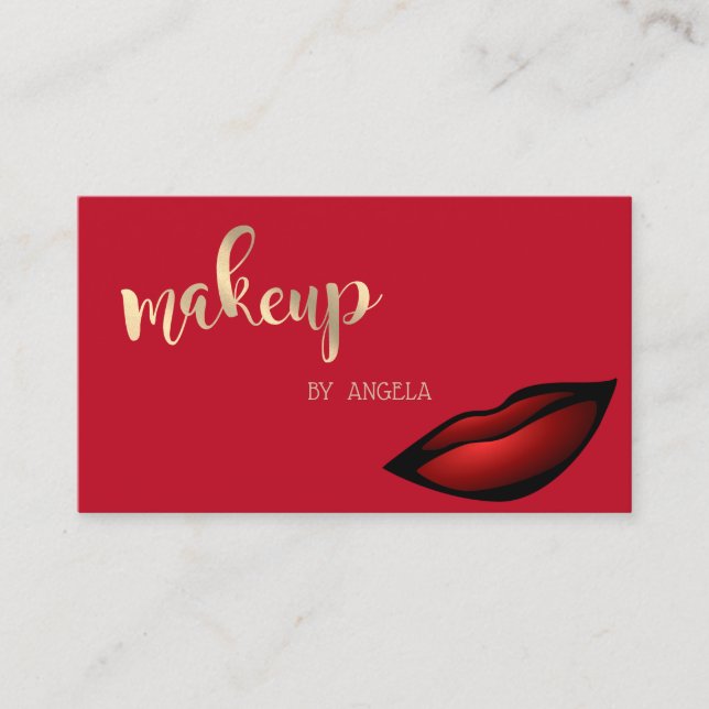 Moderne Girly Elegante Rot, Glitterie Lippen Visitenkarte (Vorderseite)