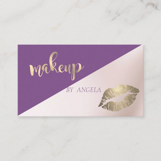 Moderne Girly Elegante Violett, Glitzer Lippen Visitenkarte (Vorderseite)