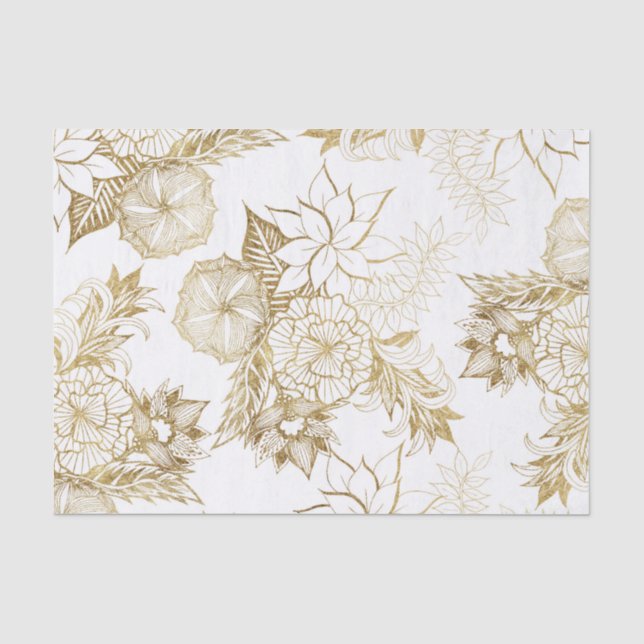 Moderne Girly gelbes Goldblumenillustrationen Seidenpapier (Vorderseite)