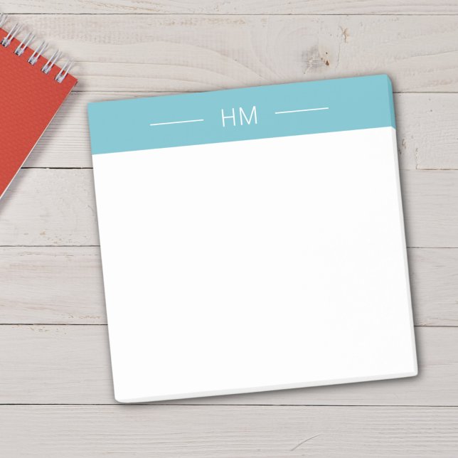 Moderne Girly Light Blue Monogram Initialen Post-it Klebezettel (Von Creator hochgeladen)