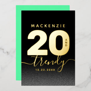 Moderne Girly Mint Green 20 und Trendy Folieneinladung