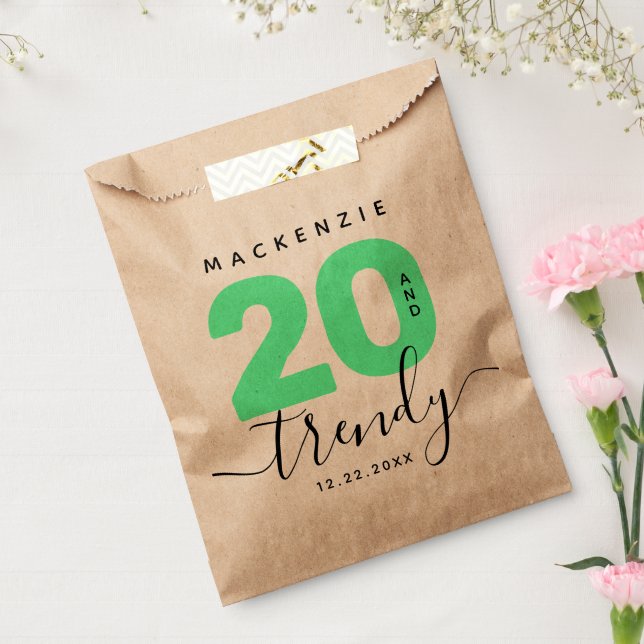 Moderne Girly Mint Green 20 und Trendy Geschenktütchen (Versiegelt)