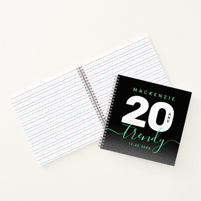 Moderne Girly Mint Green 20 und Trendy Notizbuch (Innenseite)