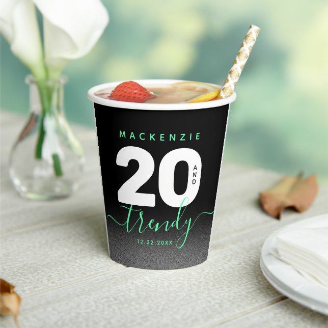 Moderne Girly Mint Green 20 und Trendy Pappbecher (In Situ)