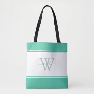 Moderne Girly Monogram Script Minze Tasche