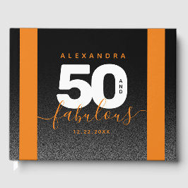 Moderne Girly Orange 50 und fabulous Gästebuch