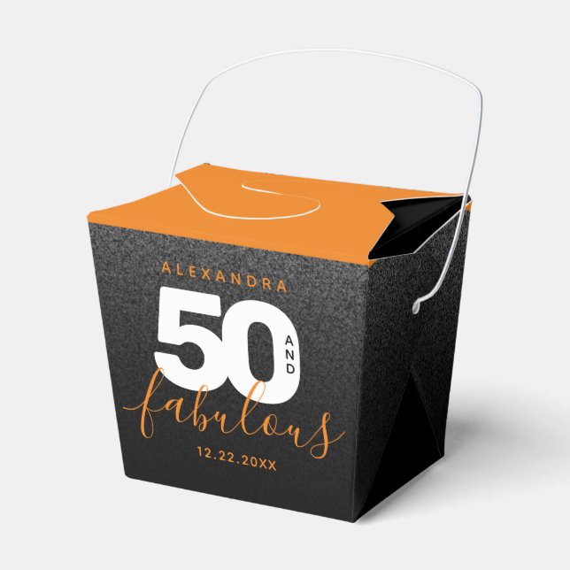 Moderne Girly Orange 50 und fabulous Geschenkschachtel (Vorderseite)