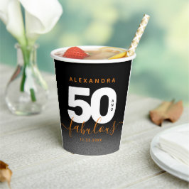 Moderne Girly Orange 50 und fabulous Pappbecher