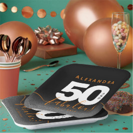 Moderne Girly Orange 50 und fabulous Pappteller