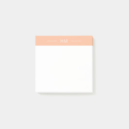 Moderne, Girly Peach Pink Monogram Initialen Post-it Klebezettel