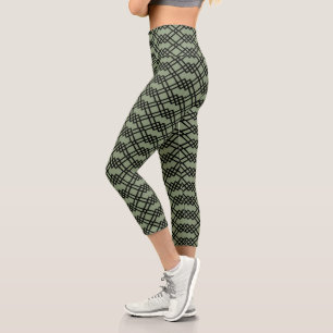 Moderne Gittergeometrie, Schwarz & Weiß, Grüne Jad Capri Leggings