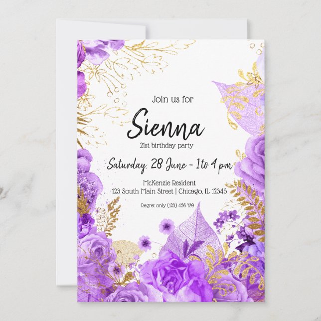 Moderne Glam Chic Blume für jeden Anlaß Einladung (Vorderseite)