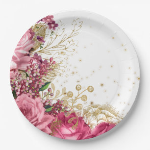 Moderne Glam Chic Blume für jeden Anlaß Pappteller