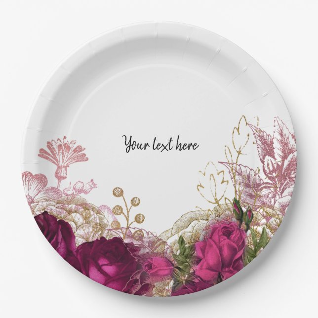 Moderne Glam Chic Blume für jeden Anlaß Pappteller (Vorderseite)
