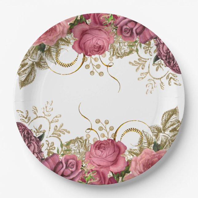 Moderne Glam Chic Blume für jeden Anlaß Pappteller (Vorderseite)