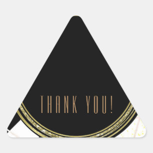 Moderne Glam Deco Schwarz Weiß Gold Partygeschenke Dreieckiger Aufkleber