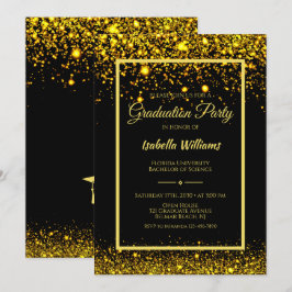 Moderne Glam Gold Glitzer Graduation Party Einladung