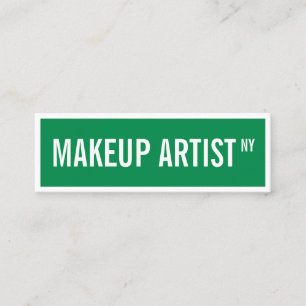 Moderne Glam grün, weiße Straße Zeichen Makeup Kün Mini Visitenkarte