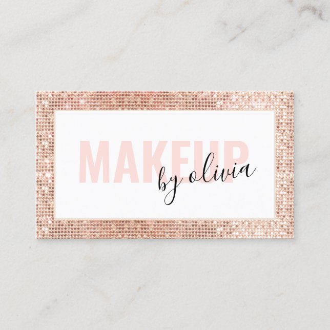 Moderne Glam Makeup Artist Rose Gold Visitenkarte (Vorderseite)