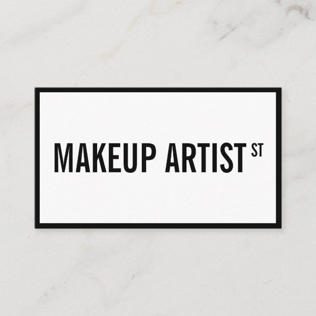 Moderne Glam Schwarz Straße Schilder Makeup Künstl Visitenkarte (Vorderseite)