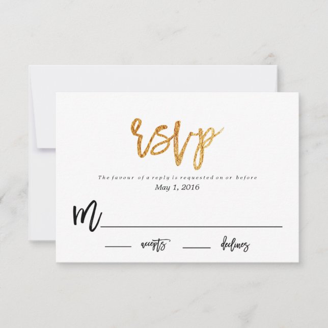 MODERNE GLAM WEDD Response RSVP Karte (Vorderseite)