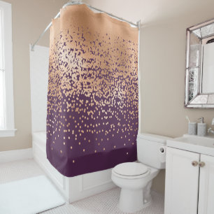 Moderne Glamour Gold Lila Polka Dot Gradient Duschvorhang