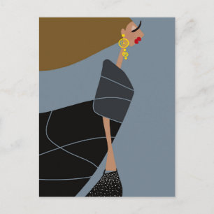 Moderne Glamour-Modekunst-Postkarte Miss Jazzy Postkarte