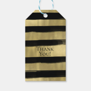 Moderne Glamour Schwarz & Gold Farbauftrag Streife Geschenkanhänger