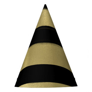 Moderne Glamour Schwarz & Gold Farbauftrag Streife Partyhütchen