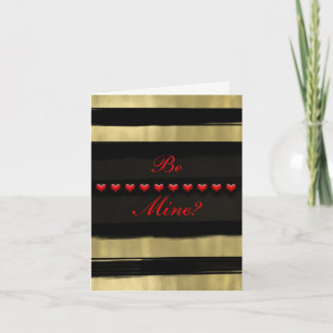 Moderne Glamour Schwarz & Gold Rote Herzen Valenti Feiertagskarte