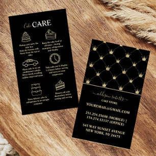 Moderne Glamour-Schwarze Goldkrone Cake Care Visitenkarte