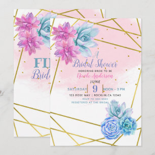 Moderne Glamour Südwest-Festfloralsukkulenten Einladung