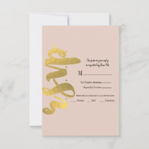 Moderne glänzende falsche Folie Gold Beige Hochzei RSVP Karte