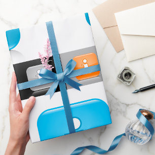 Moderne glänzende Informationssymbole Geschenkpapier