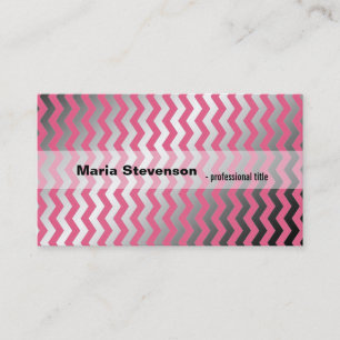 Moderne glänzende rosa und graue Chevron professio Visitenkarte