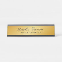Moderne Glas Gold & Schwarz - Logo, Name, Titel hi