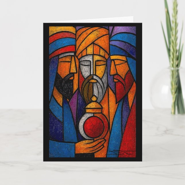Moderne Glasfenster der Heiligen Drei Könige Karte (Vorderseite)