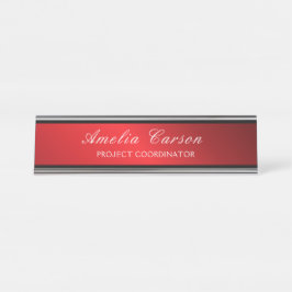 Moderne Glasige Rot & Schwarz - Logo, Name, Titel  Schreibtischnamensplakette