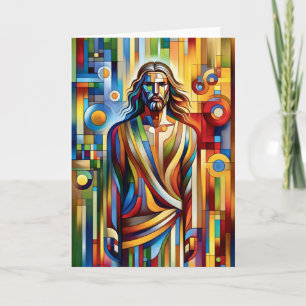 Moderne Glasmalerei im Stil Jesu farbenfrohes Port Karte
