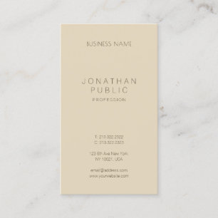 Moderne glatte elegante beige Schablone verfeinert Visitenkarte