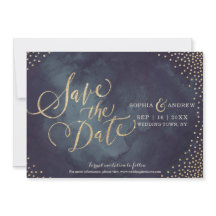 Moderne Glattgold-Glitzer-Kalligraphie Save the Da