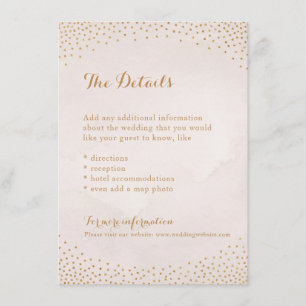 Moderne Glattleder Rose Gold Konfetti Detailkarte Begleitkarte