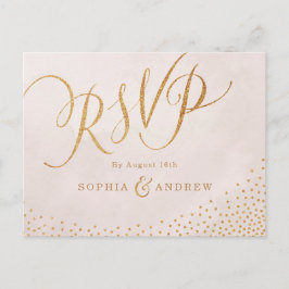 Moderne Glattleder Rose Goldkalligraphie UAWG Einladungspostkarte