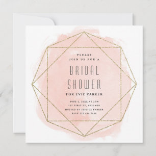 Moderne Glitter-Blush-Pink-Aquarell-Brautparty Einladung